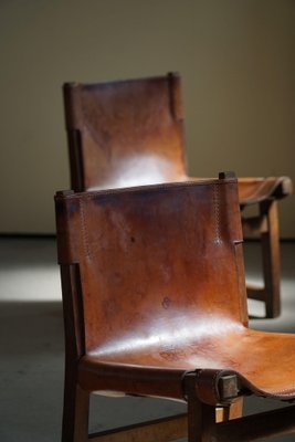 Leather & Walnut Model Riaza Hunting Lounge Chairs by Paco Muñoz, 1960, Set of 2-MXF-1369989