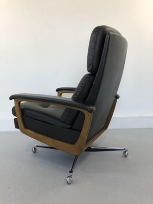 Leather Wingback Lounge Chair, 1950s-JWH-1250346