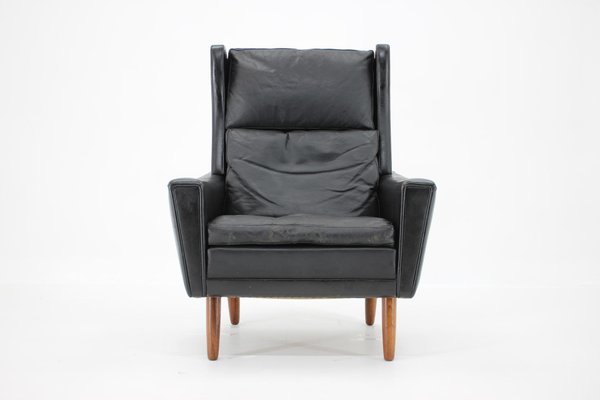 Leather Wingback Lounge Chair, 1970s-TZ-802197