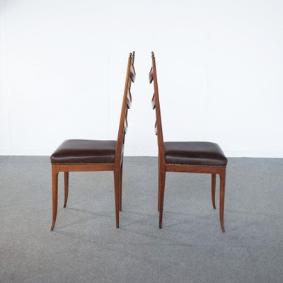 Leather Wooden Chairs by Osvaldo Borsani Production, 1950s, Set of 6-JQO-1361727