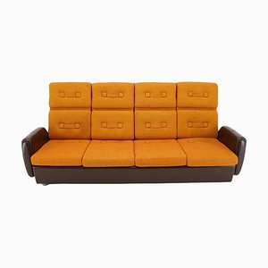 Leatherette and Fabric 4-Seater Sofa, Czechoslovakia, 1970s-TZ-1797661