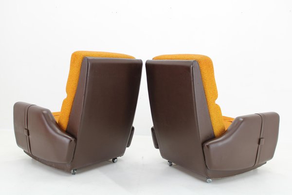 Leatherette and Fabric Armchairs, Czechoslovakia, 1970s, Set of 2-TZ-1797660