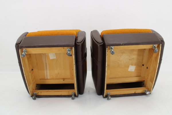 Leatherette and Fabric Armchairs, Czechoslovakia, 1970s, Set of 2-TZ-1797660