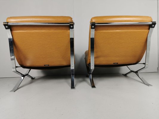 Leatherette & Chrome Lotus Chairs by Ico Luisa Parisi for MIM, 1960s, Set of 2-PRS-856250