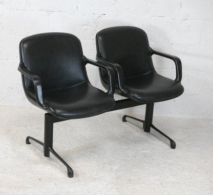 Leatherette & Steel Bench Seat by Charles Pollock, Italy, 1970s-MAO-1059111