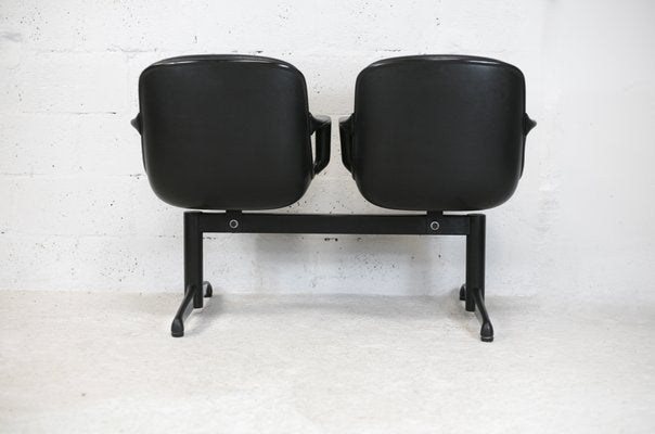 Leatherette & Steel Bench Seat by Charles Pollock, Italy, 1970s-MAO-1059111