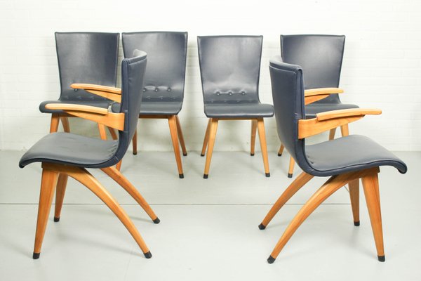 Leatherette Swing Model Dining Chair by Cor Van Os Culemborg, 1960s, Set of 6-ZA-1088002