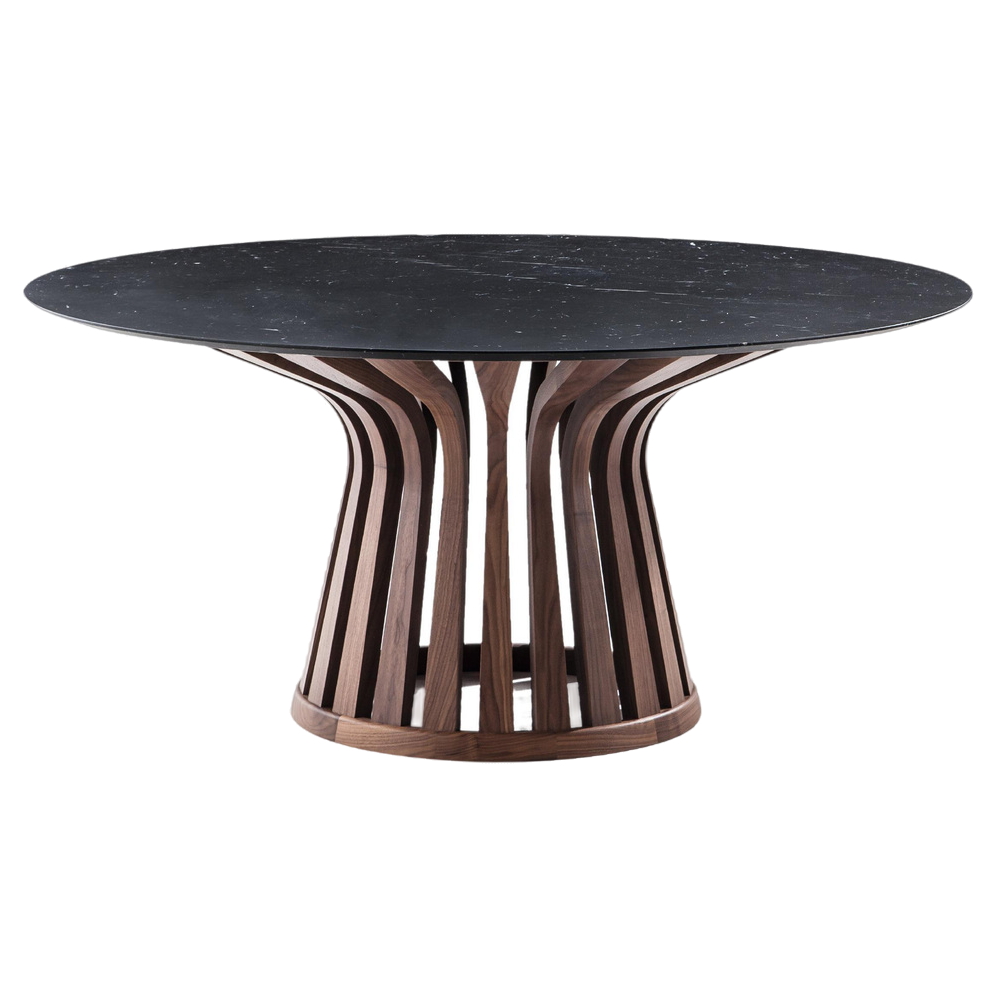 Lebeau Wood - round table with marble top (Marble Category - Marble Category 1)