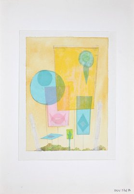 Leo Guida, Abstract Composition, Original Watercolor, 1970s-ZCI-1378969