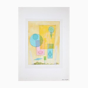 Leo Guida, Abstract Composition, Original Watercolor, 1970s-ZCI-1378969