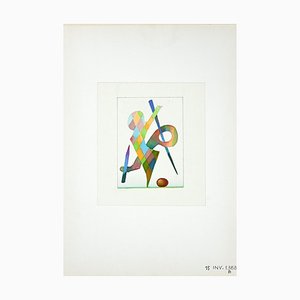 Leo Guida, Abstract Game, Watercolor, 1970s-ZCI-884300