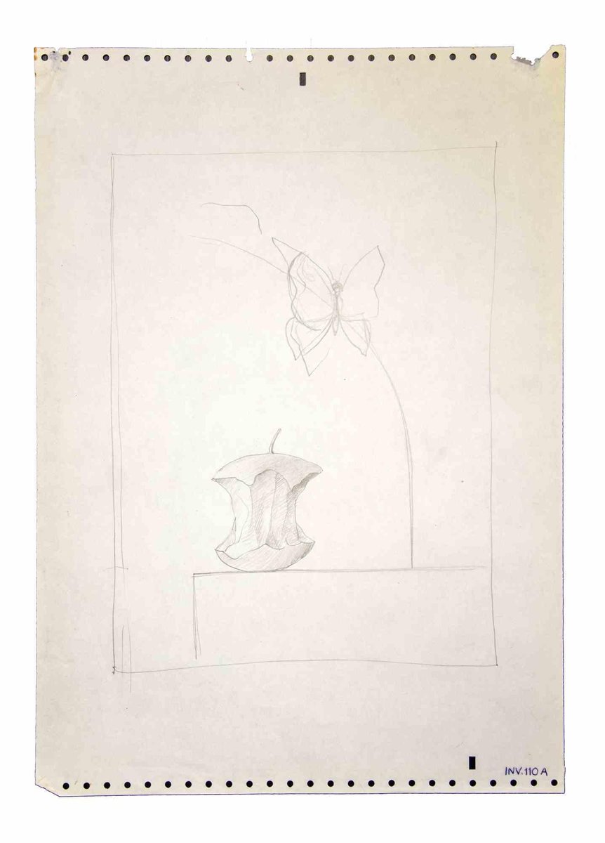 Leo Guida, Apple and Butterfly, Original Drawing, 1970s