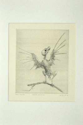 Leo Guida, Bird on the Branch, Original Etching on Paper, 1972-ZCI-808860