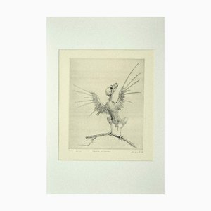 Leo Guida, Bird on the Branch, Original Etching on Paper, 1972-ZCI-808860