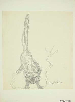 Leo Guida, Cat, Original Pencil Drawing, 1973-ZCI-898551