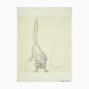 Leo Guida, Cat, Original Pencil Drawing, 1973-ZCI-898551