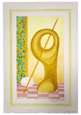 Leo Guida, Composition, Original Drawing in Watercolor, 1985-ZCI-983907