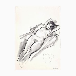 Leo Guida, Female Nude, Charcoal Drawing, 1970s-ZCI-900772