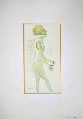 Leo Guida, Female Nude, Original Ink & Watercolor, 1972-ZCI-1379337