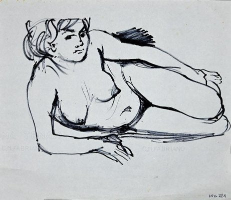 Leo Guida, Female Nude, Original Marker Pen Drawing, 1970s-ZCI-892044