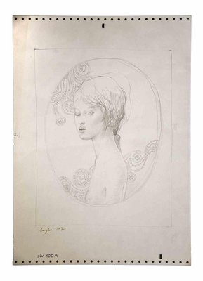 Leo Guida, Female Portrait, Original Pencil Drawing, 1970s-ZCI-1379273