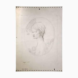 Leo Guida, Female Portrait, Original Pencil Drawing, 1970s-ZCI-1379273