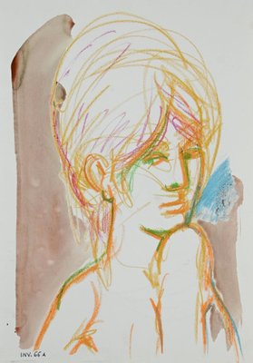 Leo Guida, Female Portrait, Pastel and Watercolor, 1960s-ZCI-880429