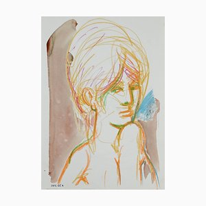 Leo Guida, Female Portrait, Pastel and Watercolor, 1960s-ZCI-880429