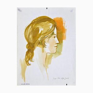 Leo Guida, Female Profile, Original Ink and Watercolor, 1970-ZCI-889879