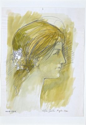 Leo Guida, Female Profile, Original Ink and Watercolor, 1972-ZCI-889881