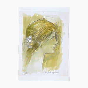 Leo Guida, Female Profile, Original Ink and Watercolor, 1972-ZCI-889881