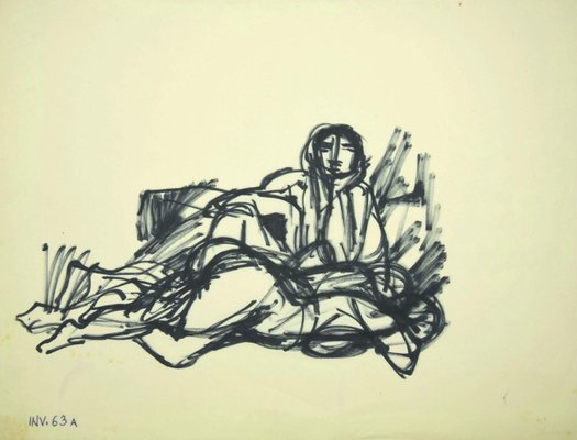 Leo Guida, Figure, Original Permanent Marker Drawing, Mid-20th Century-ZCI-820903