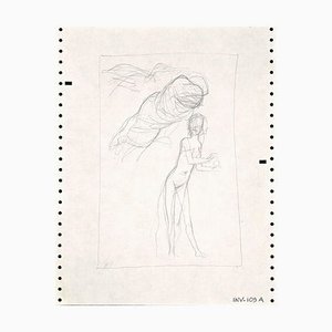 Leo Guida, Figure Sketch, Pencil Drawing, 1970s-ZCI-900773