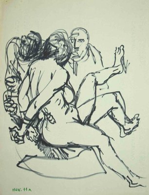 Leo Guida, Figures, Pen Drawing, 1970s-ZCI-1760783