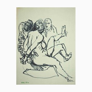 Leo Guida, Figures, Pen Drawing, 1970s-ZCI-1760783