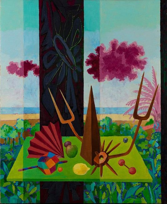 Leo Guida, Finestra con Natura Morta, Oil on Canvas, 1970s, Framed