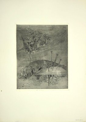 Leo Guida, Fish, Original Etching, 1970s-ZCI-898571