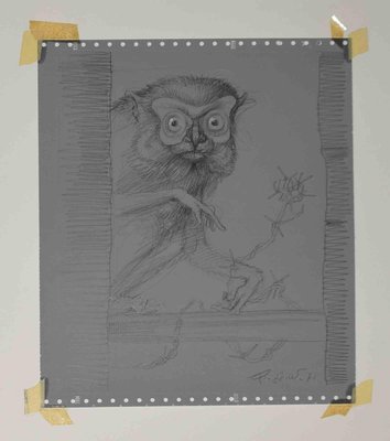 Leo Guida, Lemur, Original Pencil Drawing, 1971-ZCI-1379322