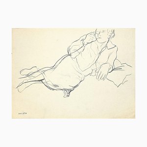 Leo Guida - Lying Figure - Original Charcoal on Paper - 1940s-ZCI-872210