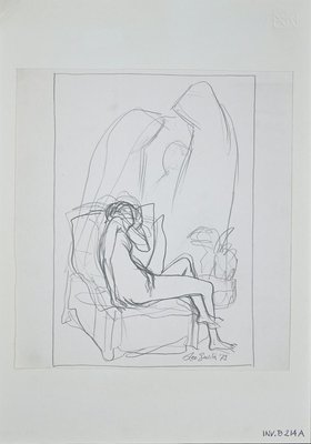 Leo Guida, Lying Nude, Original Pencil Drawing, 1972-ZCI-889883