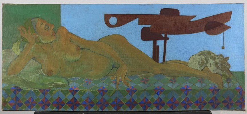 Leo Guida, Lying Nude with Signals 1, Original Oil on Canvas, 1988-ZCI-922455