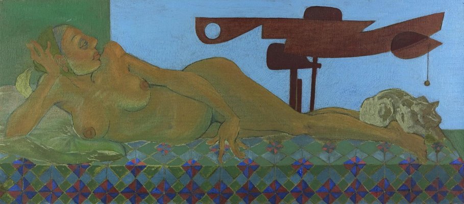 Leo Guida, Lying Nude with Signals 1, Original Oil on Canvas, 1988-ZCI-922455