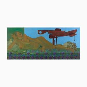 Leo Guida, Lying Nude with Signals 1, Original Oil Paint on Canvas, 1988-ZCI-920584