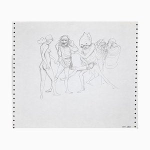 Leo Guida, Masquerade, Pencil Drawing, Mid-20th-Century-ZCI-900768