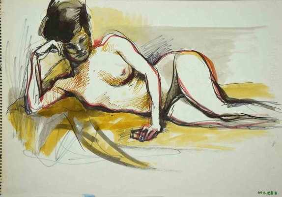 Leo Guida, Nude, Ink & Watercolor, 1970s-ZCI-1788450