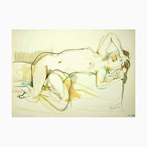 Leo Guida, Nude of Woman, Original Ink and Watercolor on Paper, 1985-ZCI-808854