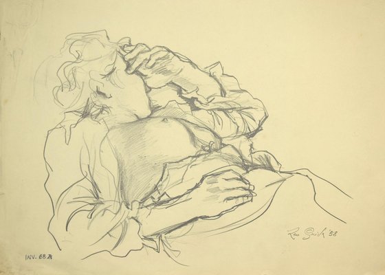 Leo Guida, Nude of Woman, Pencil on Paper, 1958-ZCI-871623