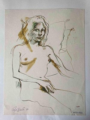 Leo Guida, Nude, Original China Ink and Watercolor, 1970s-ZCI-1379203