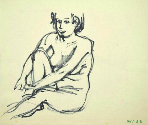 Leo Guida, Nude, Original Marker Drawing on Paper, Late 20th Century-ZCI-820902