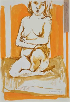 Leo Guida, Nude, Watercolor Painting, 1961-ZCI-1762115